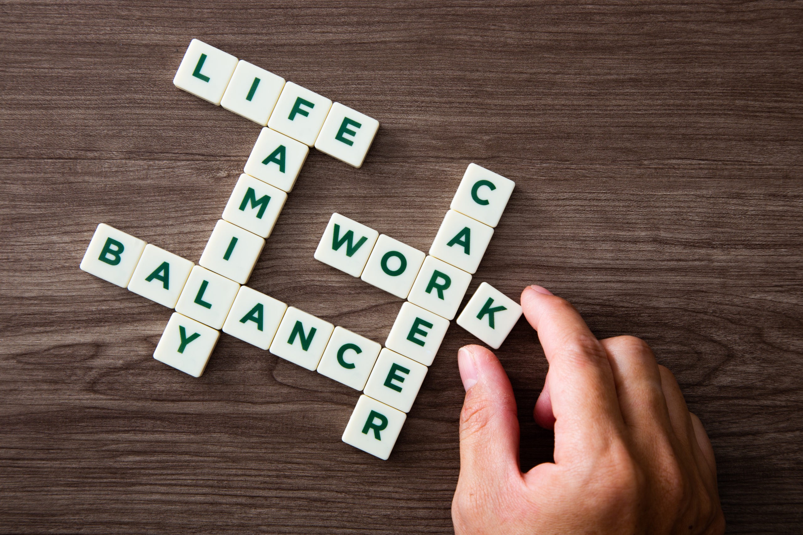 Crossword of concept of harmony and balance between work and family