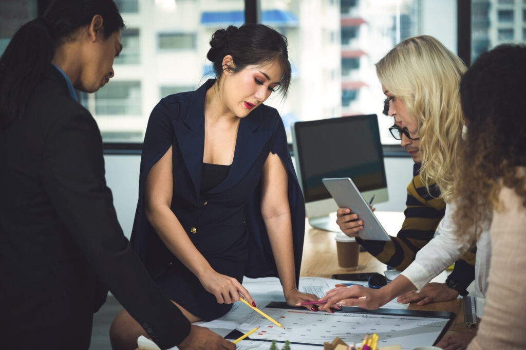 Business team on a event planning meeting.