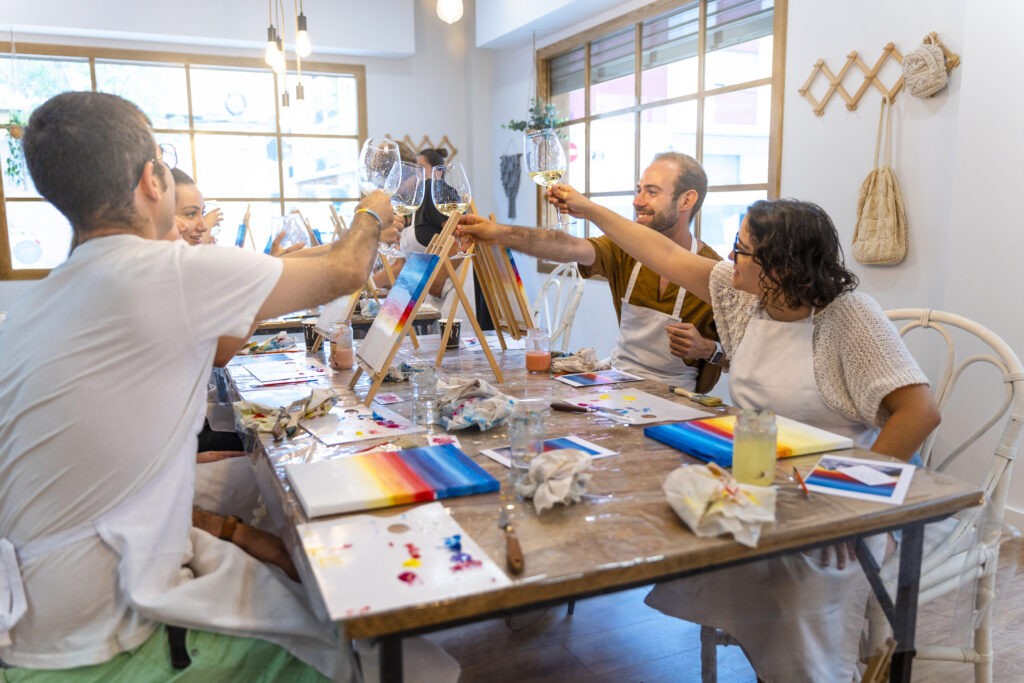 Paint & Sip activities are a fun combination of art, creativity, bonding and collaboration.